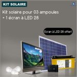 KIT solaire pour 3 ampoules + 1 écran à LED 28’’