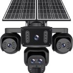 Caméra de surveillance solaire extérieure 4G Wi-Fi triple objectif 360° avec vision nocturne couleur