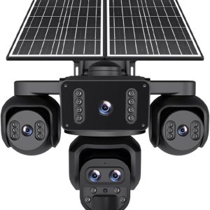 Caméra de surveillance solaire extérieure 4G Wi-Fi triple objectif 360° avec vision nocturne couleur