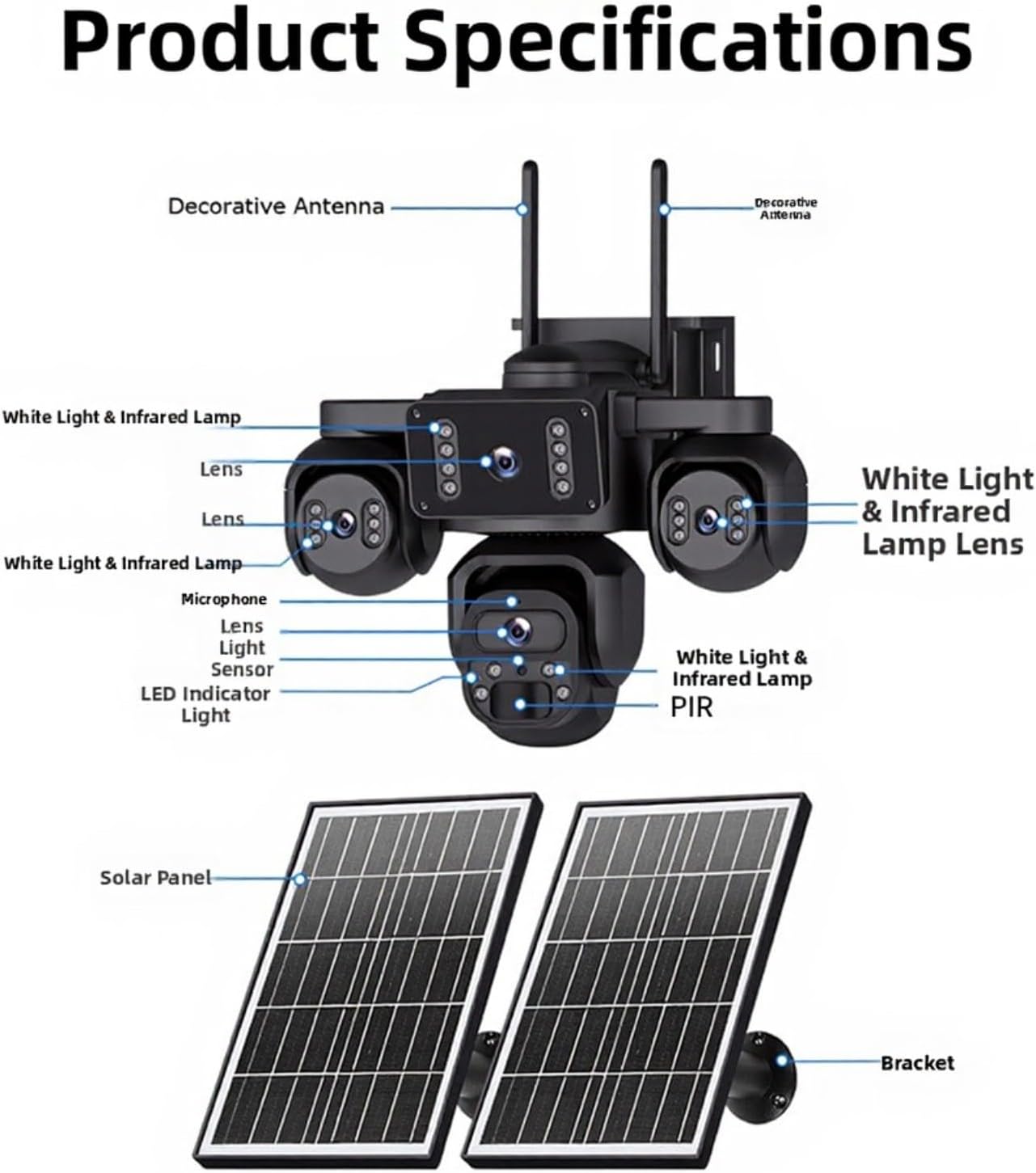 61zynXENIKL._AC_SL1500_ Caméra de surveillance solaire extérieure 4G Wi-Fi triple objectif 360° avec vision nocturne couleur