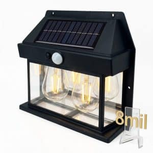 Applique murale solaire CBKI BK-888-2 à deux ampoules LED filament avec détecteur de mouvement