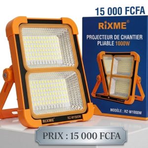 PROJECTEUR DE CHANTIER SOLAIRE RIXME 1000W